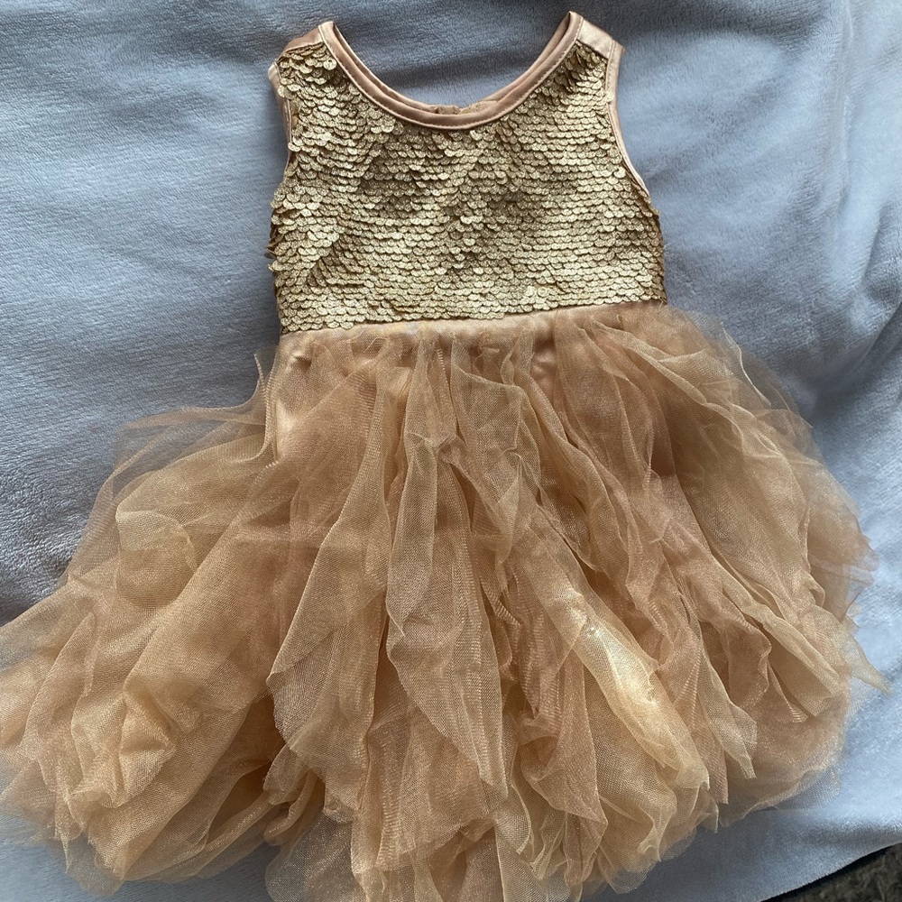 Gold tulle sequined princess dress 9 months